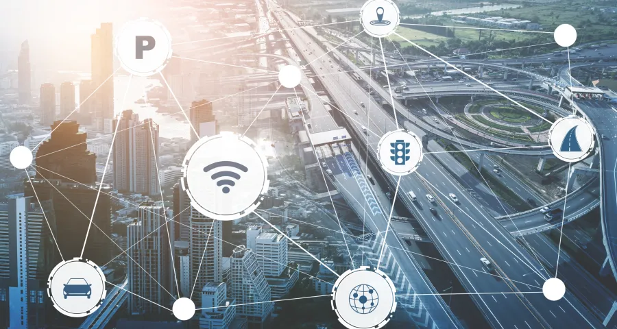 City image with abstract oberlay