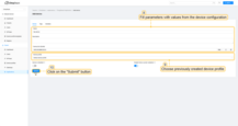 使用设备配置中的值填写参数。然后选择之前创建设备配置并点击提交按钮。
