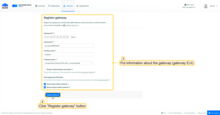 填写网关信息（网关EUI）并点击“注册网关”按钮。
