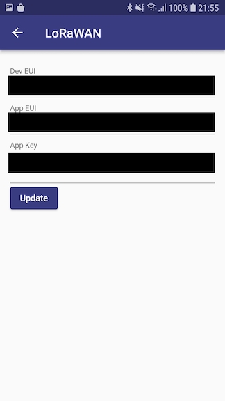 Change LoRaWAN keys screenshot
