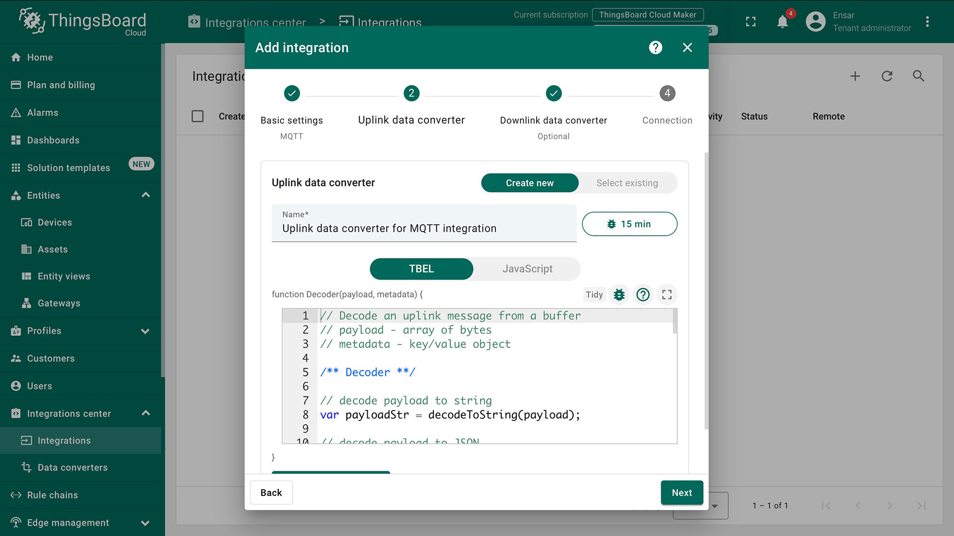 Create an MQTT Integration 3