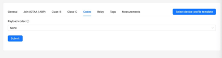Make sure the Payload codec under Codec for the Device Profiles is selected as "None".