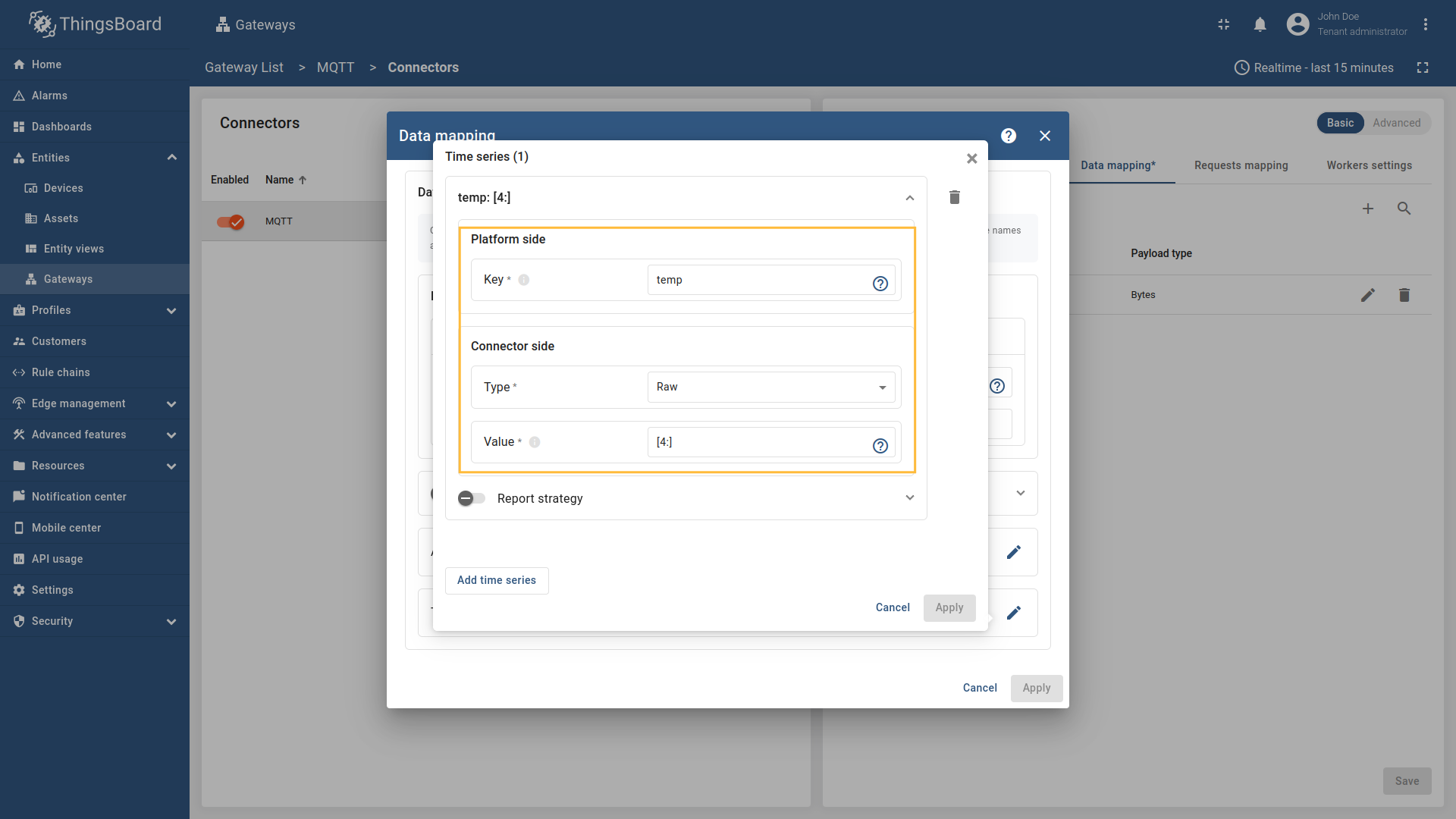 在打开的窗口中，点击“添加时序数据”按钮并按对应图片填写字段。不要忘记保存更改。