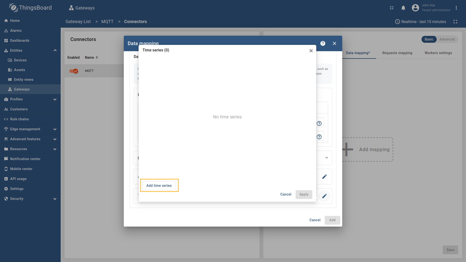 在打开窗口中点击"Add time series"；