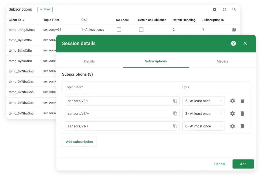 客户端订阅管理