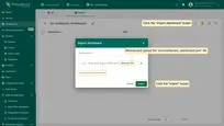 Click the <b>"Import dashboard"</b> button and browse for recently downloaded "airconditioners_dashboard.json" file. To proceed, click the <b>"Import"</b> button.