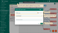 On the Rule Chain edit page, in the Node search bar find the <b>"push to cloud"</b> node. It pushes messages from <b>Edge</b> to <b>Cloud</b>. Once message arrives to this node it will be converted into <b>Cloud event</b> and saved to the local database. Drag and drop the node onto the <b>Rule Chain sheet</b>. Then, in the <b>"Add rule node"</b> pop-up window enter the node title and select the <b>"Server attributes"</b> option in the <b>"Entity attributes scope"</b> field. Click the <b>"Add"</b> button to proceed.