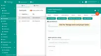On the <b>Dashboard details</b> page, click the <b>"Manage owner and groups"</b> button.