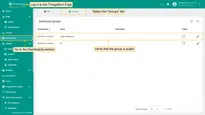 To verify the change, go to the <b>Dashboards</b> section of the Edge instance, the <b>"Groups"</b> tab and update the page.