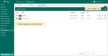 Mark one or multiple images you want to delete. Click on the "Delete" bin icon in the top right corner;