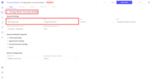 将<b>实体</b>设为 `EM energy meter`，<b>字段</b>仅选 `energyConsumption`，<b>名称</b>设为 `Energy Meter Anomaly Model`。
