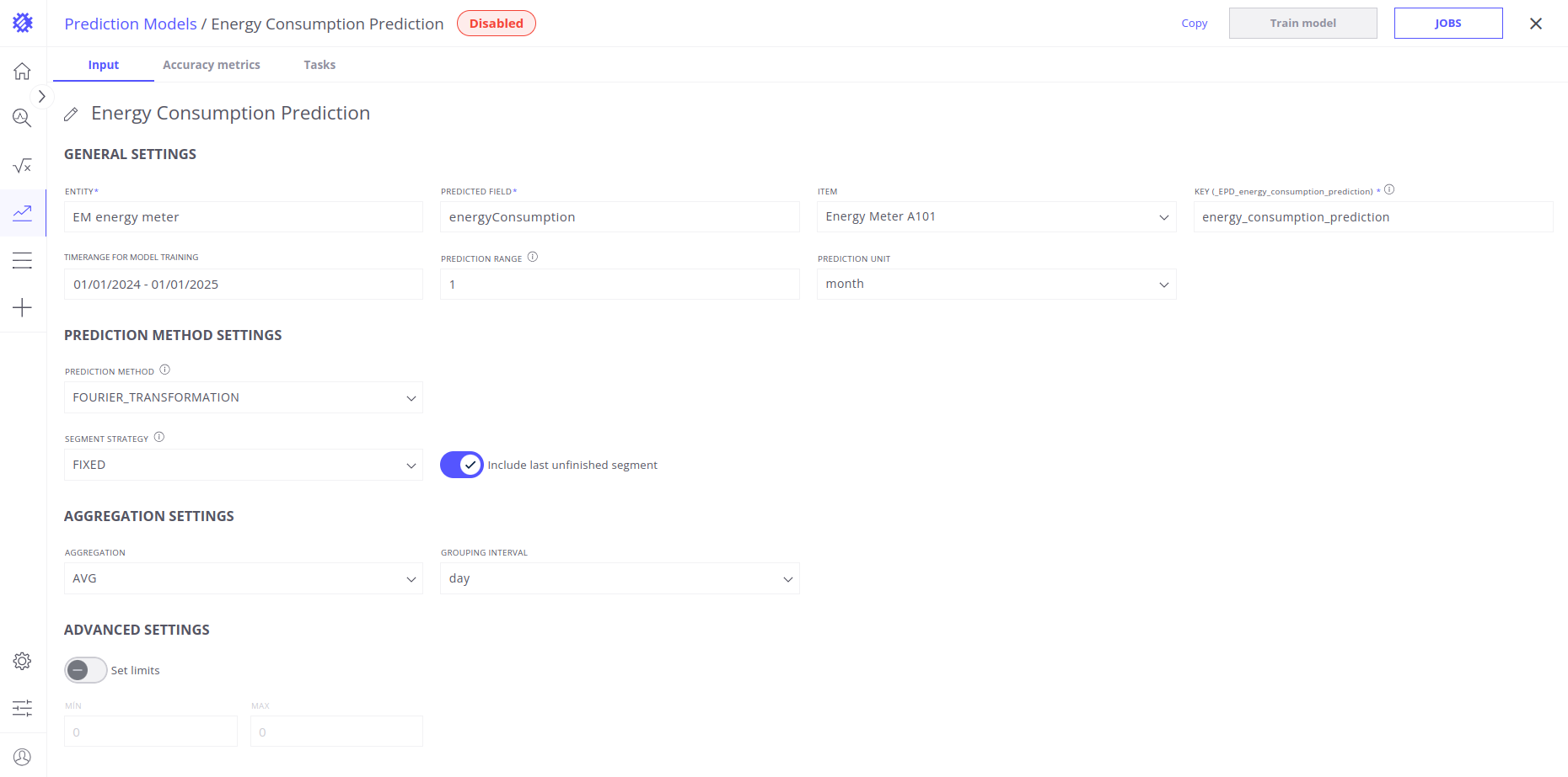 预测遥测保存至ThingsBoard的配置界面
