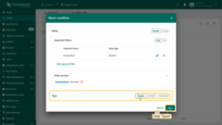 ThingsBoard 支持三种条件类型：<br>- <b>简单。</b> 条件为真时立即清除。<br>- <b>持续时间。</b> 需在指定时段内持续为真后才能清除。<br>- <b>重复。</b> 需满足指定次数后才能清除。