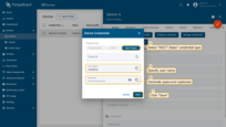 在<b>Device Credentials</b>窗口中，选择<b>MQTT Basic</b>凭证类型，并指定username和password。点击"<b>Save</b>"。
