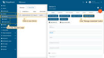 进入<b>Devices</b>页面，点击设备打开详情窗口，再点击<b>Manage credentials</b>按钮。