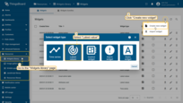 进入"Resources"下的"Widgets library"页面，点击窗口右上角的"plus"图标，选择"创建新部件"。然后选择部件类型"Latest value"。