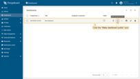 进入“Dashboards”页面，点击目标仪表板旁的“Make public”图标。