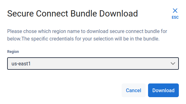 Choose region to download secure cloud bundle