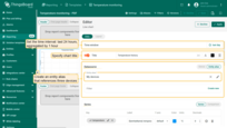 Configure the <b>line chart</b>:<br>- Set the time interval: last 24 hours, aggregated by 1 hour.<br>- Specify chart title.<br>- In the "<b>Datasource</b>" section, create an entity alias that references three devices.