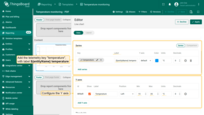 - In the "<b>Series</b>" section, specify the telemetry key "temperature", with label <b>${entityName} temperature</b>.<br>- Configure Y axis.