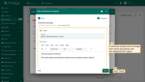 Add the <b>subject and body text</b> for the <b>email notification</b> to which the <b>PDF report</b> will be attached. Click "<b>Save</b>".