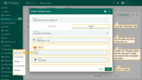 Set the delivery schedule the same way as for Customer A:<br> - Specify the date and time of the first run.<br>- Enable the "<b>Repeat</b>" option, select <br>Daily</b> as the interval, and put the schedule's end date.<br> - Finally, click "<b>Create</b>" to save the scheduler event.