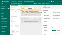 <b>Add a "Heading" component</b>by dragging it from the <b>components library</b> into the <b>content area</b>.