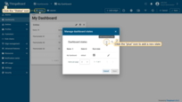 点击仪表板左上角的层图标以创建新状态。在打开的对话框窗口中，点击"+"图标添加新状态。