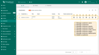 New customer is created. You can view and manage both users and entities (devices, assets, dashboards, etc.) for any customer directly from their row in the Customers table.
