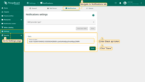 以系统管理员身份登录ThingsBoard UI。导航至"Settings"页面、"Notification"选项卡。在"Slack settings"窗口中将复制的Slack API token粘贴到"Slack api token"行并点击"Save"。