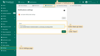 以租户管理员身份登录ThingsBoard UI。导航至"Settings"页面、"Notification"选项卡。在"Slack settings"窗口中将复制的Slack API token粘贴到"Slack api token"行并点击"Save"。