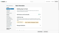 下一步——将应用安装到Slack工作区。点击"Install to Workspace"按钮；