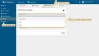 登录ThingsBoard UI。进入"设置"页面，然后打开"通知"选项卡。在此窗口中，选择可用的提供商：AWS SNS、Twilio或SMPP。